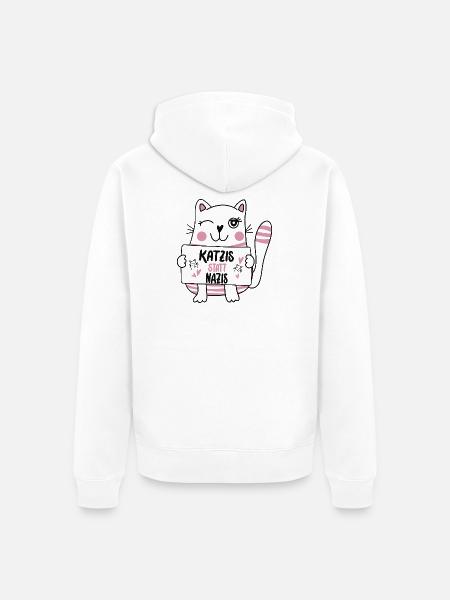 Katzis statt Nazis - Unisex Premium Bio Zip Hoodie - Weiß