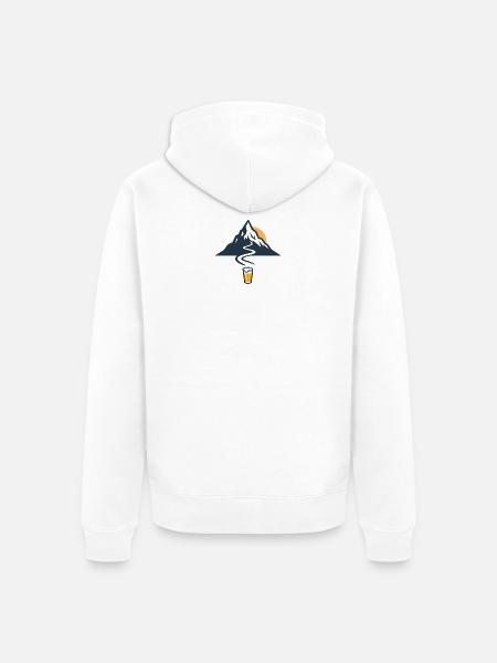 Bergpfad und Bierglück - Unisex Premium Bio Zip Hoodie - Weiß