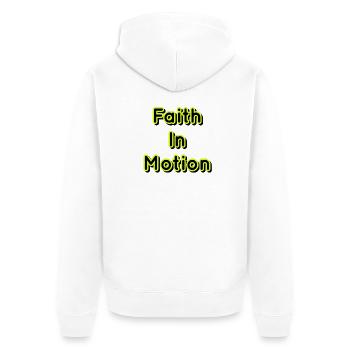 Faith in Motion Neon-Typografie - Unisex Premium Bio Zip Hoodie - Weiß - Hinten - Thijin (182cm)