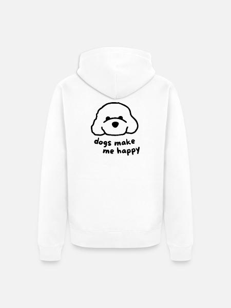 Dogs Make Me Happy Design - Unisex Premium Bio Zip Hoodie - Weiß