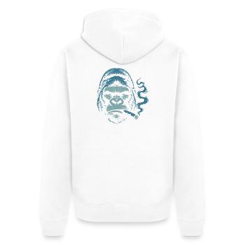 Gorilla mit Zigarrenporträt - Unisex Premium Bio Zip Hoodie - Weiß - Hinten - Thijin (182cm)