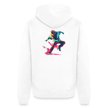 B-Boy Cartoon Stil - Unisex Premium Bio Zip Hoodie - Weiß - Hinten - Thijin (182cm)