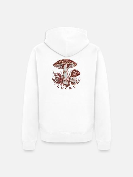 GLÜCKLICH - Unisex Premium Bio Zip Hoodie - Weiß