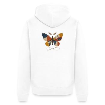Patchwork-Nähfalter - Unisex Premium Bio Zip Hoodie - Weiß - Hinten - Thijin (182cm)