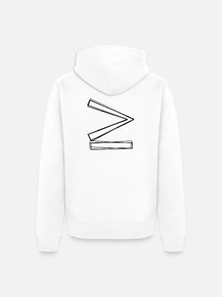 Größer gleich handgezeichnet - Unisex Premium Bio Zip Hoodie - Weiß