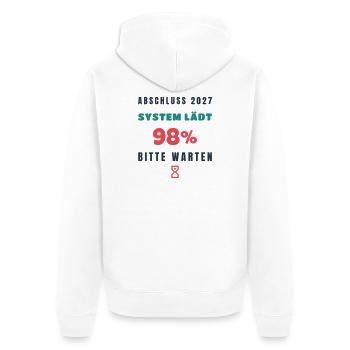 Abschluss 2027 Lädt Lustiger Spruch Schule - Unisex Premium Bio Zip Hoodie - Weiß - Hinten - Thijin (182cm)
