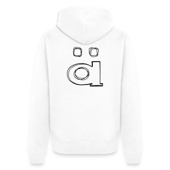 Kleinbuchstabe ä handgezeichnet - Unisex Premium Bio Zip Hoodie - Weiß - Hinten - Thijin (182cm)