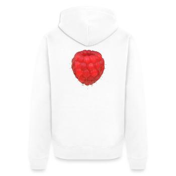 Himbeer Cluster Muster - Unisex Premium Bio Zip Hoodie - Weiß - Hinten - Thijin (182cm)
