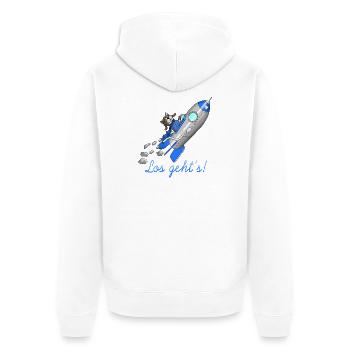 Startup Geschenk - Unisex Premium Bio Zip Hoodie - Weiß - Hinten - Thijin (182cm)