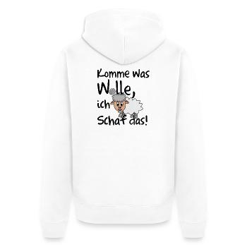 Komme was Wolle ich Schaf das. Lustiger Spruch - Unisex Premium Bio Zip Hoodie - Weiß - Hinten - Thijin (182cm)
