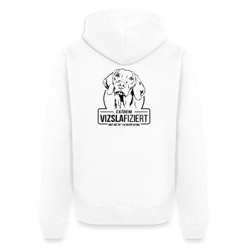 VIZSLAFIZIERT Vizsla Hundespruch Hunde Wilsigns - Unisex Premium Bio Zip Hoodie - Weiß - Hinten - Thijin (182cm)