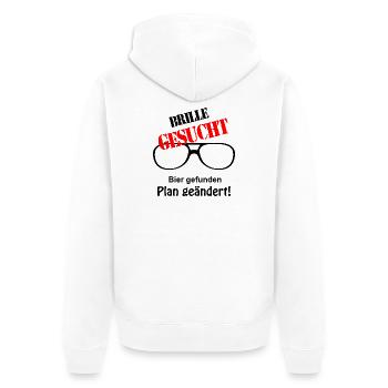 Brille gesucht - Unisex Premium Bio Zip Hoodie - Weiß - Hinten - Thijin (182cm)