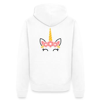 Reine des fleurs : la majestueuse licorne - Veste à capuche bio Premium Unisexe - blanc - Dos - Thijin (182cm)