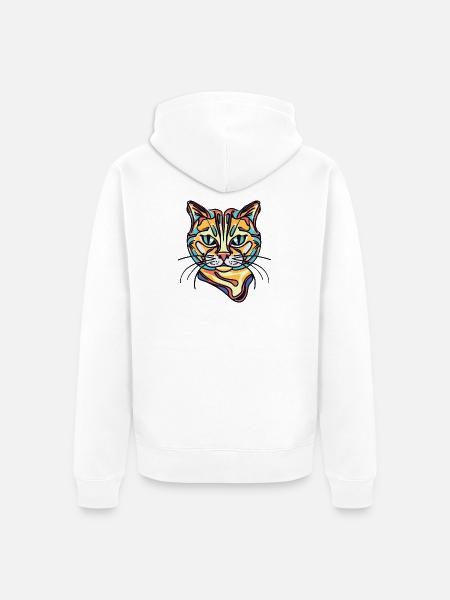 Bunte Katze - Unisex Premium Bio Zip Hoodie - Weiß
