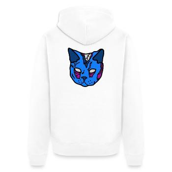 Blue Cat Mask Patchwork - Unisex Premium Organic Zip Hoodie - white - Back - Thijin (182cm)