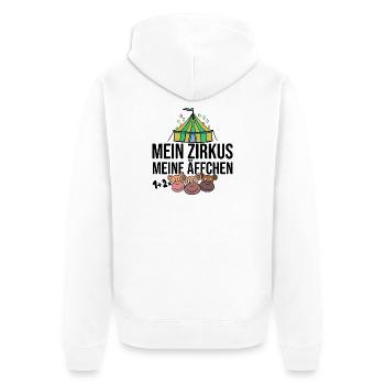 Mein Zirkus, Meine Äffchen - Unisex Premium Bio Zip Hoodie - Weiß - Hinten - Thijin (182cm)