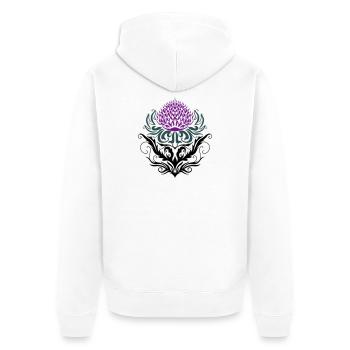 Distel lila Thistle - Unisex Premium Bio Zip Hoodie - Weiß - Hinten - Thijin (182cm)