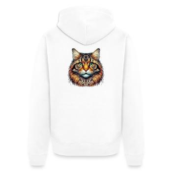 Katze - Unisex Premium Bio Zip Hoodie - Weiß - Hinten - Thijin (182cm)
