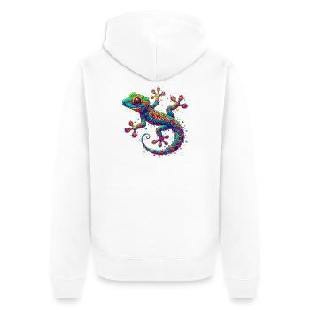 Gecko - Unisex Premium Organic Zip Hoodie - white - Back - Thijin (182cm)