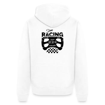 sim racing gamer Formel Lenkrad Zielflagge Symbol - Unisex Premium Bio Zip Hoodie - Weiß - Hinten - Thijin (182cm)