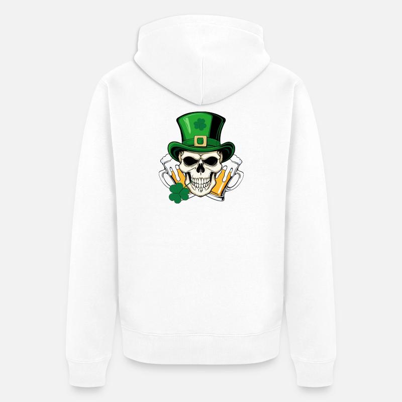 Crâne San Patrick Day - Veste à capuche bio Premium Unisexe - blanc