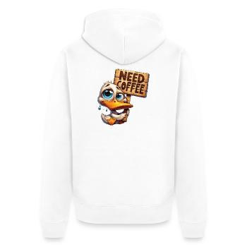 Need Coffee - Brauchte Kaffee - Unisex Premium Bio Zip Hoodie - Weiß - Hinten - Thijin (182cm)