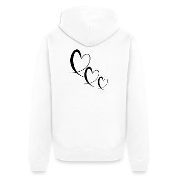 HERZ. PAAR. GERADE VERHEIRATET. Junggesellinnenabschied. VALENTINSTAG. - Unisex Premium Bio Zip Hoodie - Weiß - Hinten - Thijin (182cm)