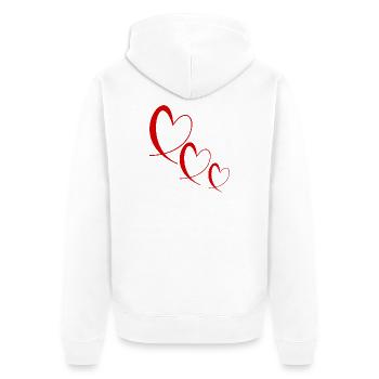 HERZ. PAAR. GERADE VERHEIRATET. Junggesellinnenabschied. VALENTINSTAG. - Unisex Premium Bio Zip Hoodie - Weiß - Hinten - Thijin (182cm)