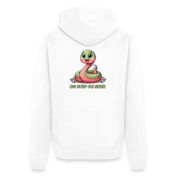 Kein Schritt auf Snek: urkomisches Warnschild - Unisex Premium Bio Zip Hoodie - Weiß - Hinten - Thijin (182cm)
