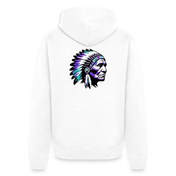 Amérindien Américain - Veste à capuche bio Premium Unisexe - blanc - Dos - Thijin (182cm)
