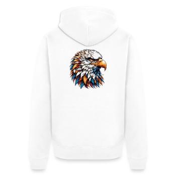 Adler - Unisex Premium Bio Zip Hoodie - Weiß - Hinten - Thijin (182cm)