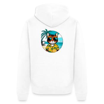 Chat sur la plage - Veste à capuche bio Premium Unisexe - blanc - Dos - Thijin (182cm)