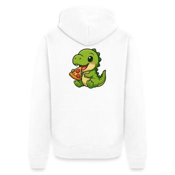 Süßer Dino T-Rex Pizza Pizzaliebhaber Cartoon - Unisex Premium Bio Zip Hoodie - Weiß - Hinten - Thijin (182cm)