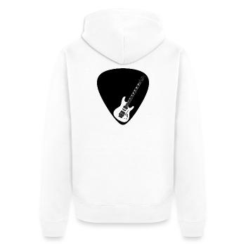 E-Gitarre (Strat-Form) für helle Untergründe - Unisex Premium Bio Zip Hoodie - Weiß - Hinten - Thijin (182cm)