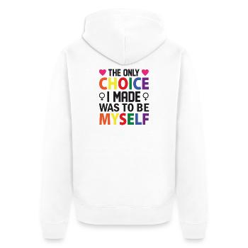 LGBT Pride Month - Die einzige Entscheidung, die ich getroffen habe, war, - Unisex Premium Bio Zip Hoodie - Weiß - Hinten - Thijin (182cm)