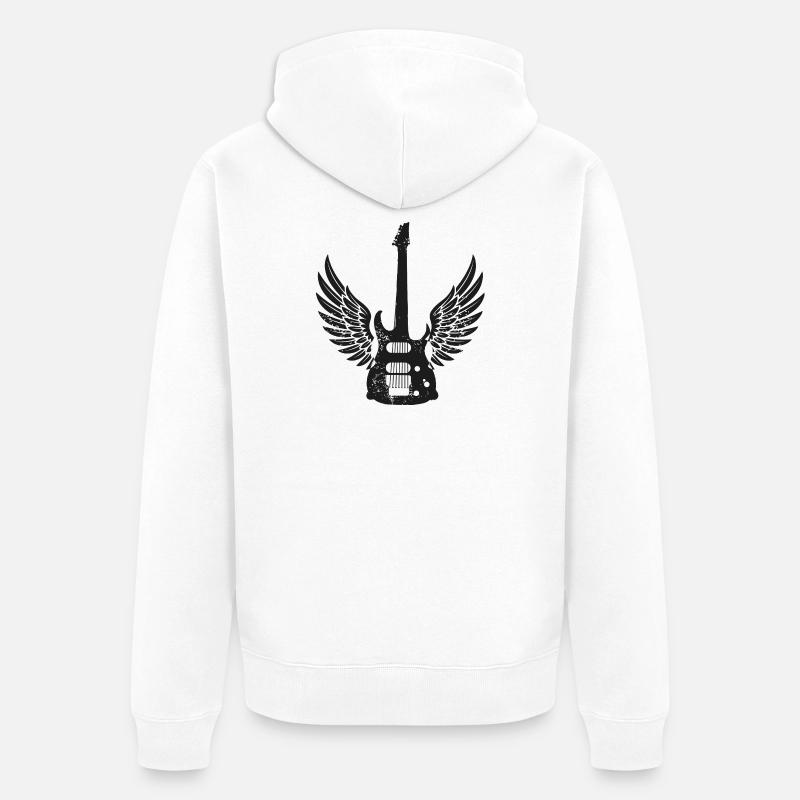 Guitare avec design d’ailes - Veste à capuche bio Premium Unisexe - blanc