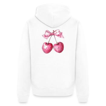 Cherry Heart Bow Coquette Shirt - Unisex Premium Organic Zip Hoodie - white - Back - Thijin (182cm)