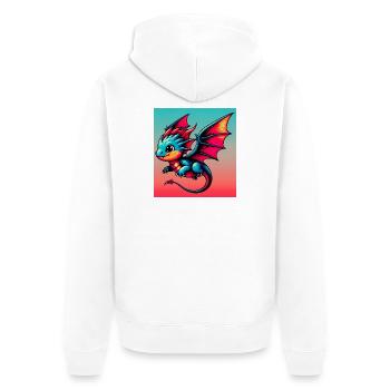 Drache - Unisex Premium Bio Zip Hoodie - Weiß - Hinten - Thijin (182cm)