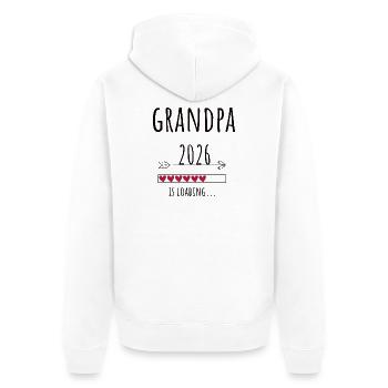 Grandpa to be 2026 Geschenk Schwangerschaft - Unisex Premium Bio Zip Hoodie - Weiß - Hinten - Thijin (182cm)