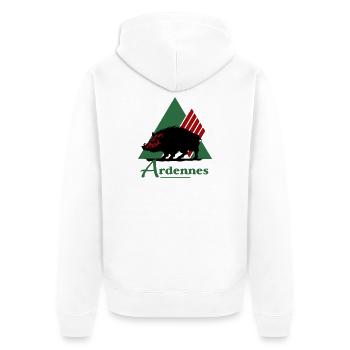 emblematisches Logo des Departements Ardennen - Unisex Premium Bio Zip Hoodie - Weiß - Hinten - Thijin (182cm)