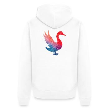 Buntes Flamingo-Blumenmuster - Unisex Premium Bio Zip Hoodie - Weiß - Hinten - Thijin (182cm)