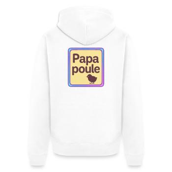 Papa Poule - Vatertag - Unisex Premium Bio Zip Hoodie - Weiß - Hinten - Thijin (182cm)