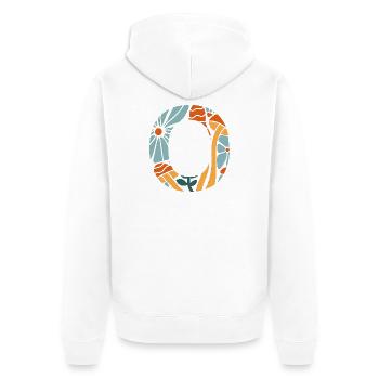 Letter o groovy Blumen Geschenkidee - Unisex Premium Bio Zip Hoodie - Weiß - Hinten - Thijin (182cm)