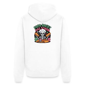Daddy bakes this nice skeleton chef - Unisex Premium Organic Zip Hoodie - white - Back - Thijin (182cm)