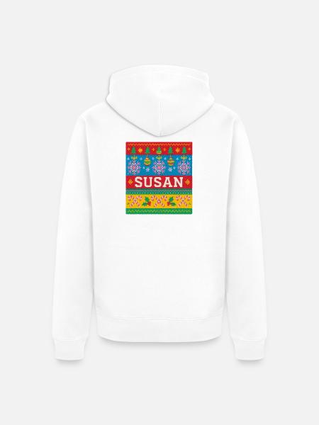 Personalised Susan Christmas Art - Unisex Premium Organic Zip Hoodie - white