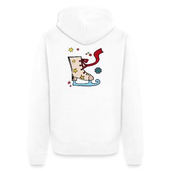 Schlittschuh mit Sternen Weihnachten - Unisex Premium Bio Zip Hoodie - Weiß - Hinten - Thijin (182cm)