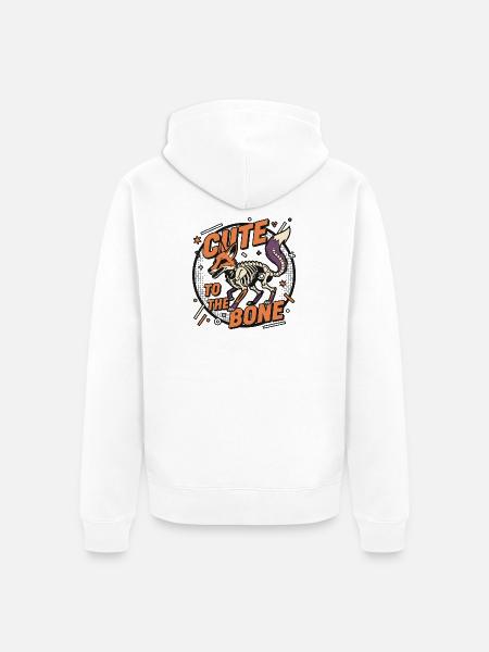 Skeleton Fox: Cute to the Bone - Unisex Premium Organic Zip Hoodie - white
