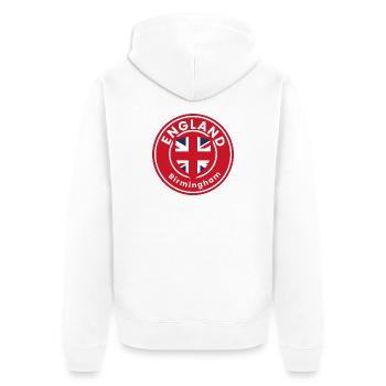 Birmingham England Emblem Round - Unisex Premium Organic Zip Hoodie - white - Back - Thijin (182cm)
