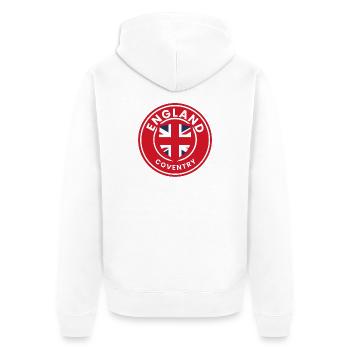 Emblem of Coventry England - Unisex Premium Organic Zip Hoodie - white - Back - Thijin (182cm)