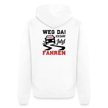 Driving License 2026 Driving Test Driving License Test - Unisex Premium Organic Zip Hoodie - white - Back - Thijin (182cm)